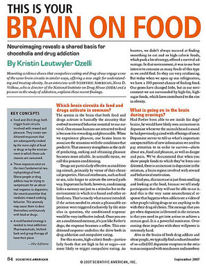 Brain on Food Article in Scientific American on Carbohydrate and Sugar Addiction
