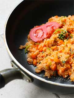 Seasoned Cauliflower Rice in Saute Pan
