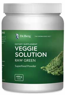 Veggie Solution - Raw Green Superfood Powder, Just Mix with Water for 6 Servings of Vegetables